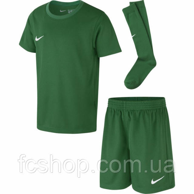 Ігровий комплект дитячий (футболка, шорті, гетри) NIKE CD2244-302, Зелений, Розмір (EU) — 122 cm, фото 1
