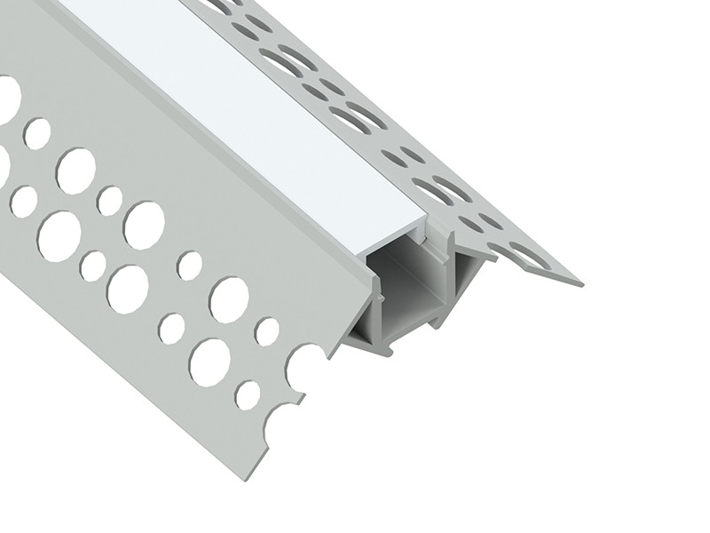 Алюмінієвий анодований профіль для світлодіодної стрічки для гіпсокартона під штукатурку зовнішній кутовий 2