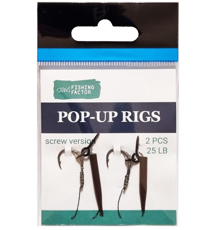 Готовий короповий повідець для Pop-up з гвинтом, гачок Wide gape No4, 6, 8. 2 шт. Fishing Factor