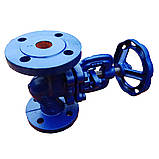 Вентиль сальниковий фланцевий Zetkama Польща чавунний, тип 215А сідловий запірний клапан, DN25 PN16, фото 2