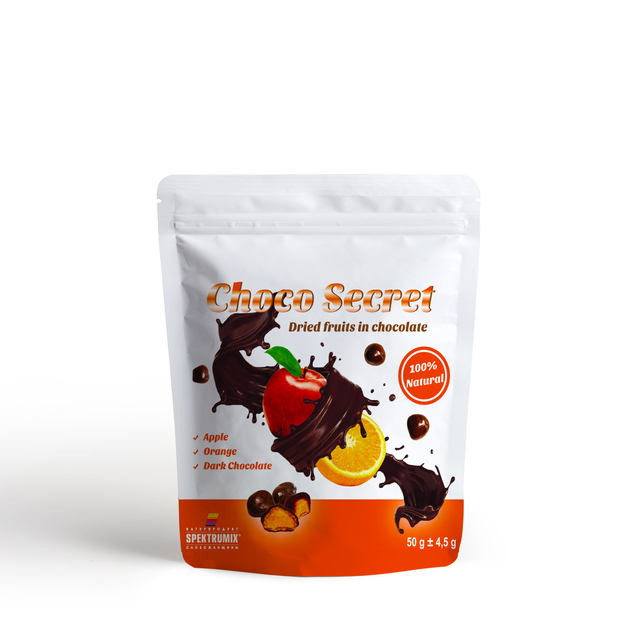 Цукерки із сухофруктів у шоколаді Choco Secret. Яблуко в цитрусовій оболонці, 50 г, фото 1