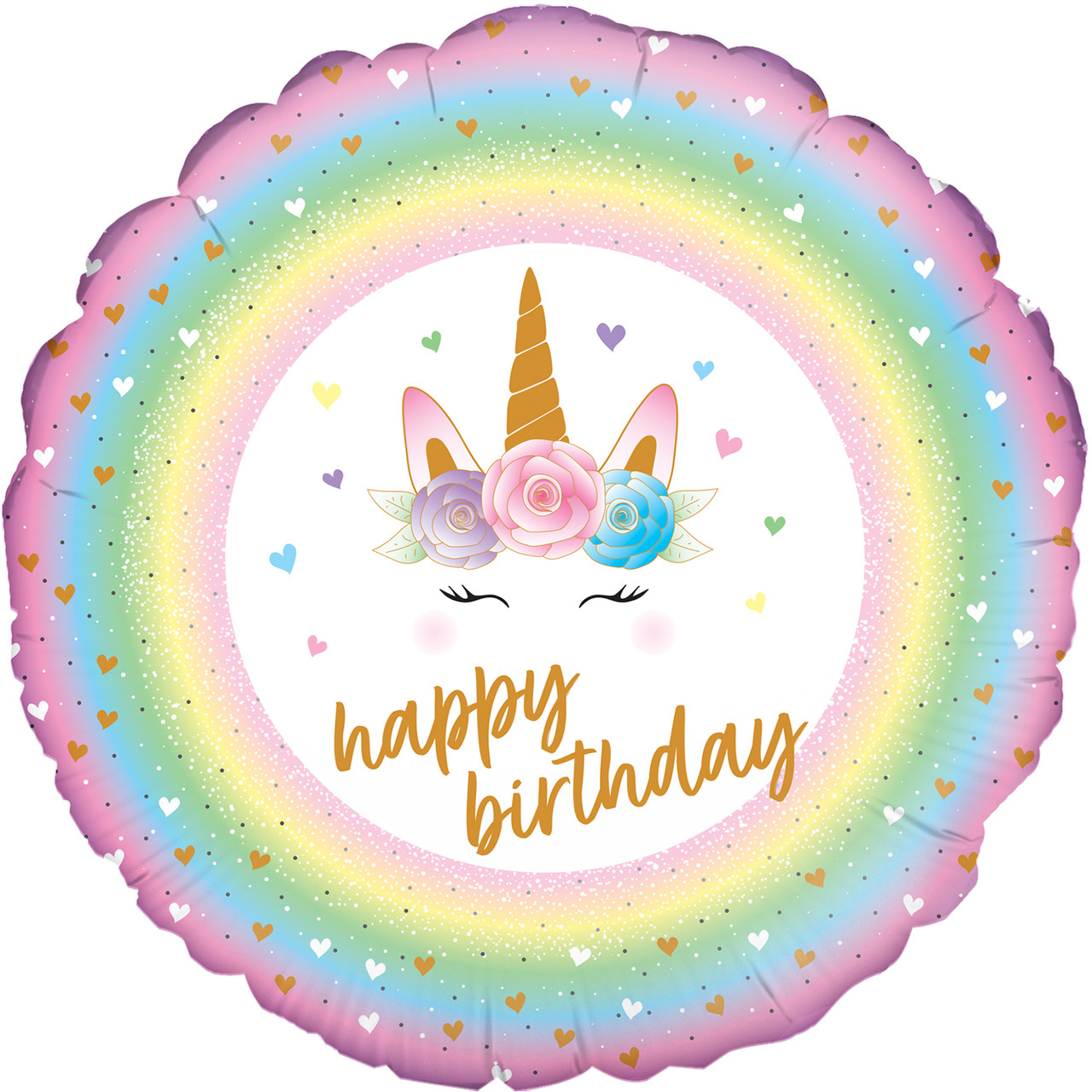 Oaktree 18" Flowers Unicorn Birthday Holographic. Фольгована куля З Днем народження голографія, фото 1