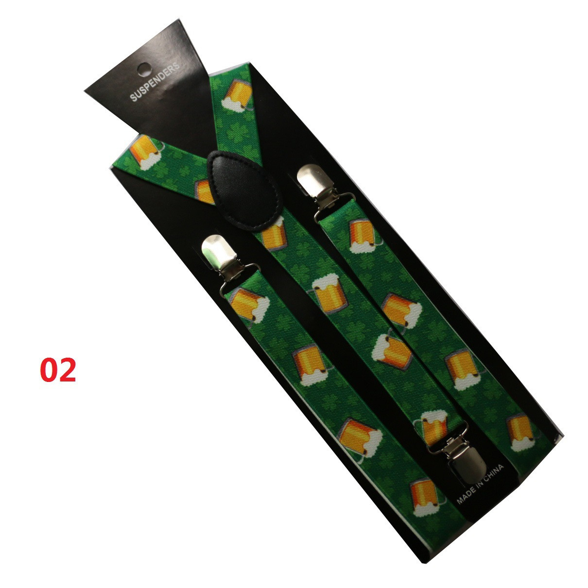 Підтяжки з принтом пива /зелені підтяжки/ чоловічі підтяжки