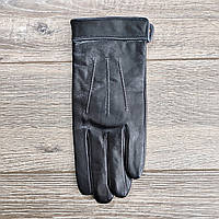 Перчатки кожаные мужские черные с шерстяной подкладкой (лайка)