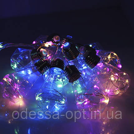 Xmas гірлянда (Штора) 150 Led (Copper) на мідному дроті прозорі кулі Мульти 8см 3M*1,5M, фото 1
