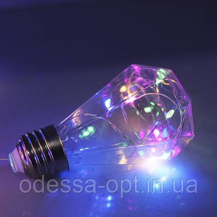 Xmas гірлянда (Штора) 150 Led (Copper) на мідному дроті прозорі кулі Мульти 8см 3M*1,5M, фото 3