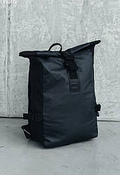 Чоловічий чорний рюкзак ролтоп Staff roll 25L black&navy темно-синій CBS0773