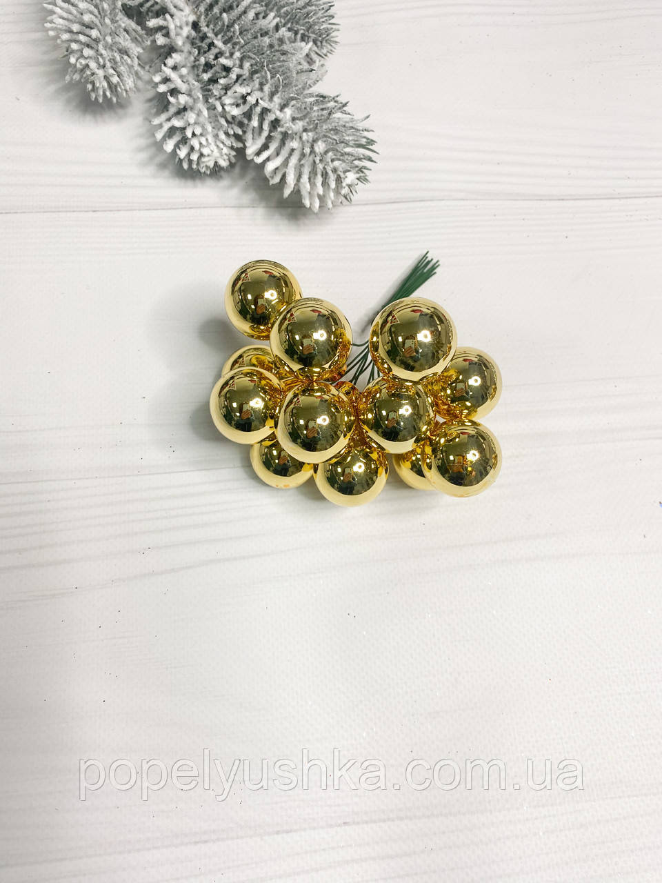 Кулька на дротику глянцева золота 2,5 см (пучок), фото 1