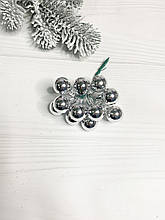 Кулька на дротику глянцева срібна 2 см( пучок)