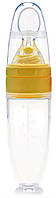 Пляшечка для годування і прикорму дитини 90 мл. з ложкою силіконова лимонна Пляшечки для малюків