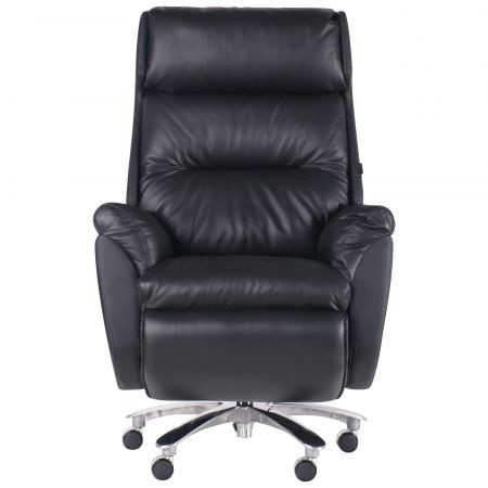 Кресло руководителя реклайнер Biden Black кожа черная - фото 2 - id-p1539263262