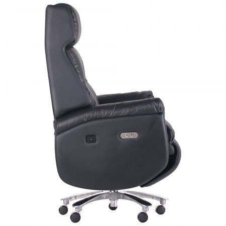 Кресло руководителя реклайнер Biden Black кожа черная - фото 3 - id-p1539263262