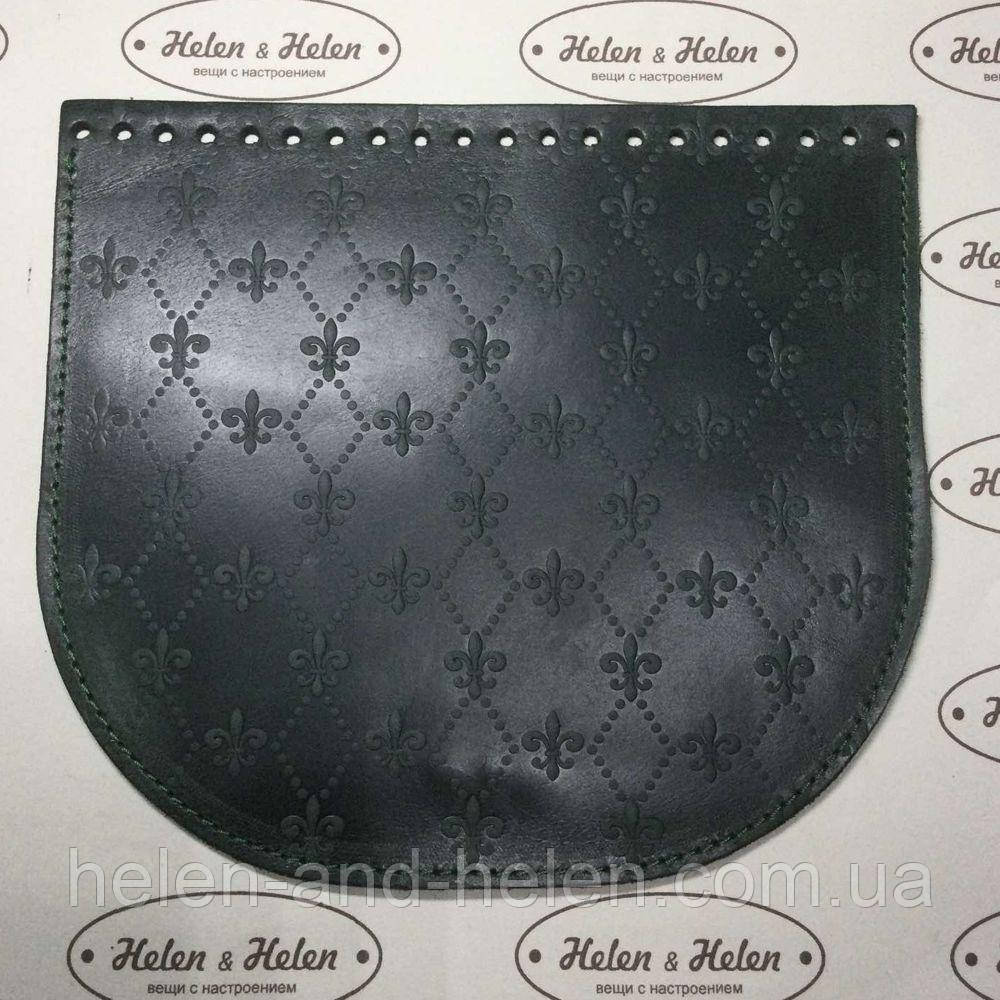 Клапан сумки. "Лілії". Колір "Смарагдовий", фото 1