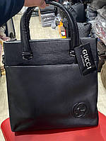 Чоловіча шкіряна сумка Gucci Гуччі чорна сумки шкіра, сумка з логотипом, сумка на плече, брендова сумка