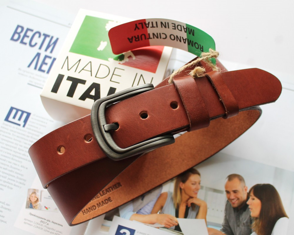 Італійський шкіряний ремінь світло-коричневий, фото 1