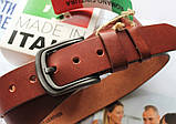 Італійський шкіряний ремінь світло-коричневий, фото 2