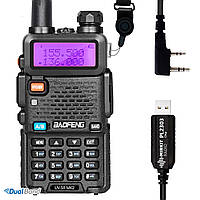 Комплект Рация Baofeng UV-5R МК2, UHF/VHF, 5 Вт, Li-ion 1800 мАч + кабель Mirkit PL2303 + Шнурок Mirkit