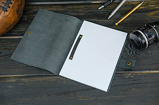 Блокнот в шкіряній обкладинці формату А5 з натуральної шкіри колір Чорний, відбиток №2, фото 2