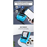 Портативний 2" термопринтер USB Bluetooth NFC Ukrmark DP23BL блакитний, фото 4