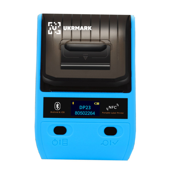 Портативний 2" термопринтер USB Bluetooth NFC Ukrmark DP23BL блакитний