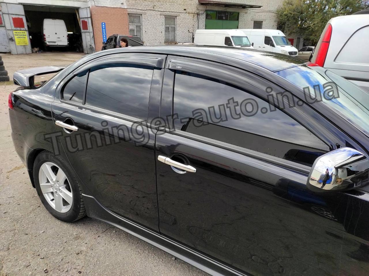 Дефлектори вікон (вітровики) Mitsubishi Lancer X 2007-2017 (Hic)