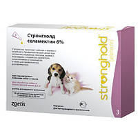 Стронгхолд Stronghold 15мг для цуценят і кошенят вагою до 2,5 кг краплі на холку від бліх, упаковка 3 піпетки