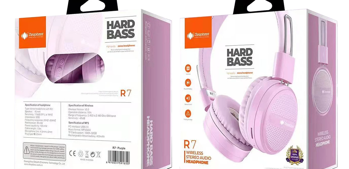 Бездротові Bluetooth навушники Deepbass R7 Turquoise (Бузковий)