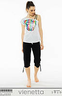 Комплект летний женский: футболка короткий рукав+бриджи, х/б, оптом, ПАК/4 шт.(S-XL) , VS,