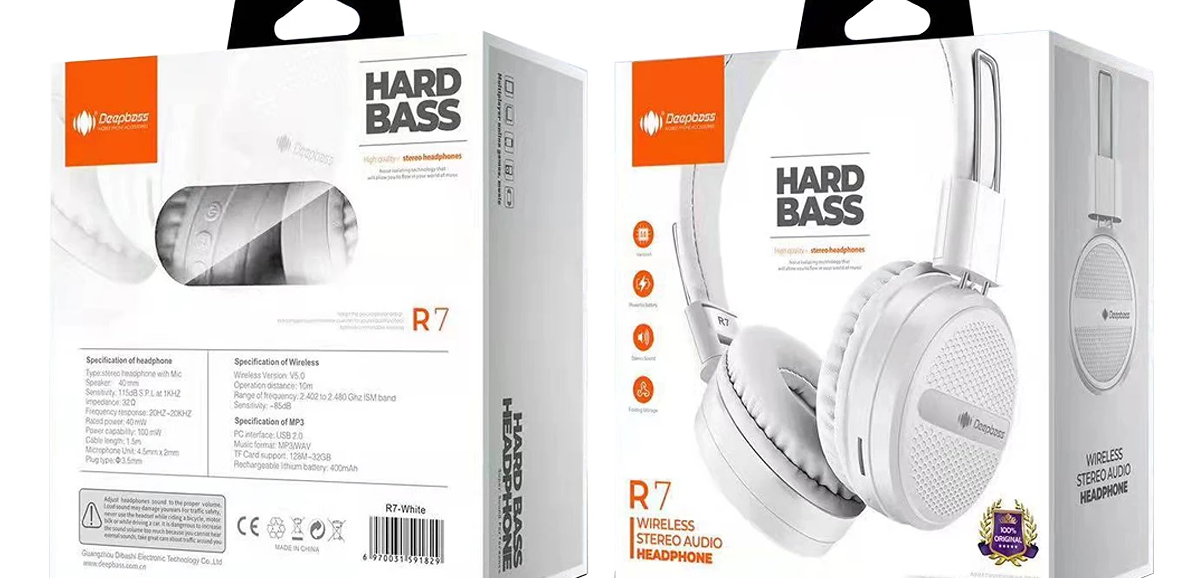 Бездротові Bluetooth навушники Deepbass R7 White (Білий)