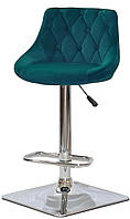 Барный стул Foro Button Bar 4 CH-Base зеленый 1003 велюр, хромированная нога-опора с регулировкой высоты