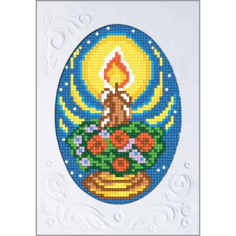 Набір для вишивання нитками листівки K-03. РОМАНТИЧНА СВІЧКА
