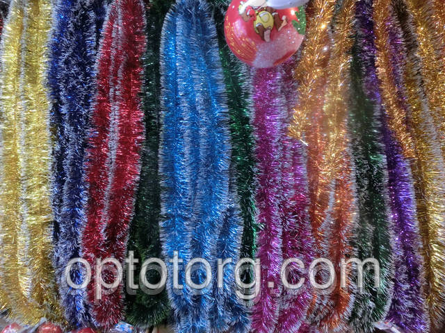 Мішура діаметр 10 см довжина 2,5 метра кольори в асортименті, фото 1