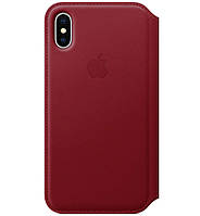 Кожаный чехол-книжка, флип Apple Leather Folio Case for iPhone X, Red (HC)