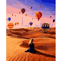 Набор для росписи по номерам VA-2627 "Воздушные шары среди пустыни", размером 40х50 см.