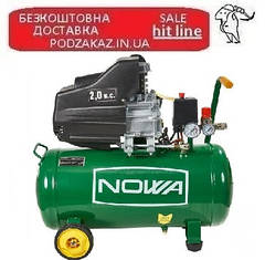 Компресор 50 л KBN 220-50 1.5 кВт NOWA (поршневий, 220V, 8 bar, 198 л/хв, прямий привод,)