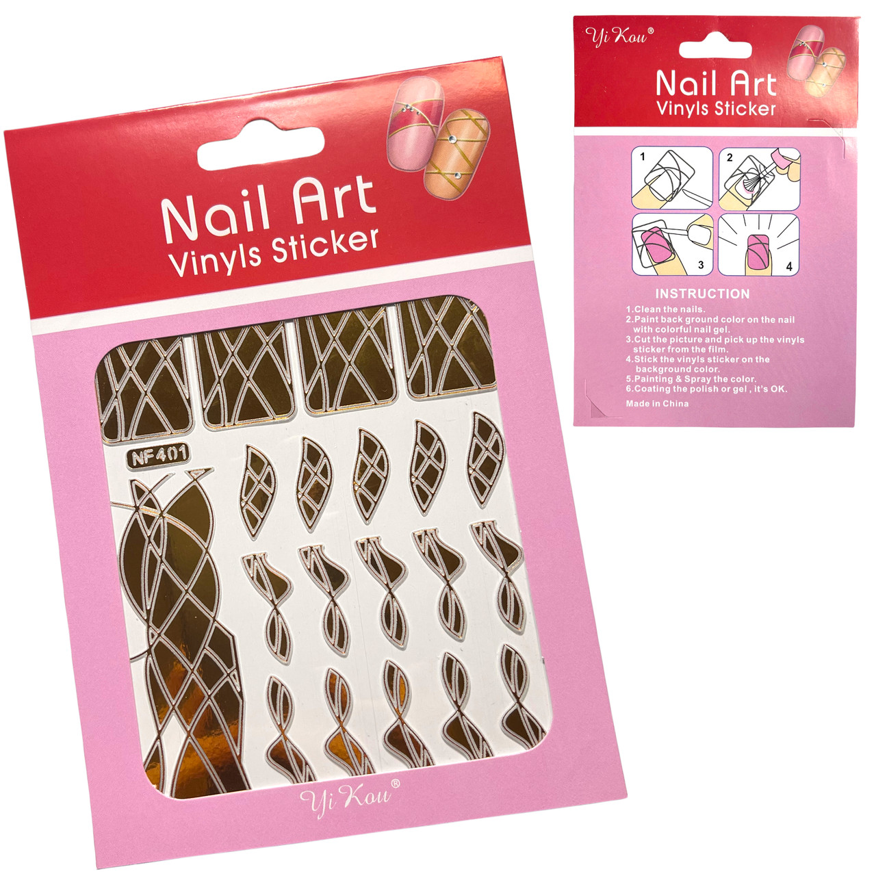 ТЗолотий трафарет Nail Art №401 (вінілові стікери, наклейки) для дизайну нігтів, фото 1