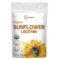 Organic Sunflower Lecithin Powder, 1 Pound Органічний соняшниковий ліцитин у порошку, 454г, строк до 09/01/2026