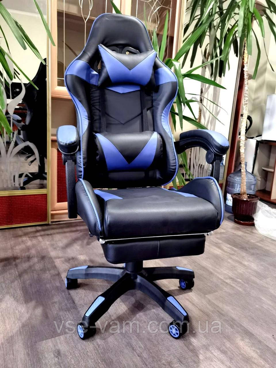 КРЕСЛО ГЕЙМЕРСКЕ ПРОФЕСІОНАЛЬНЕ VECOTTI GT ЧОРНО-СІНЕЄ, НОВИНКА 2021, фото 1