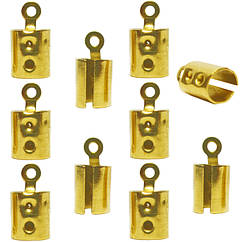 Набір 10 шт, 12 мм Золоті Матові Кінцівки для Шнура, Затискачі Фіксатори, Метал, Фурнітура на Біжутерію