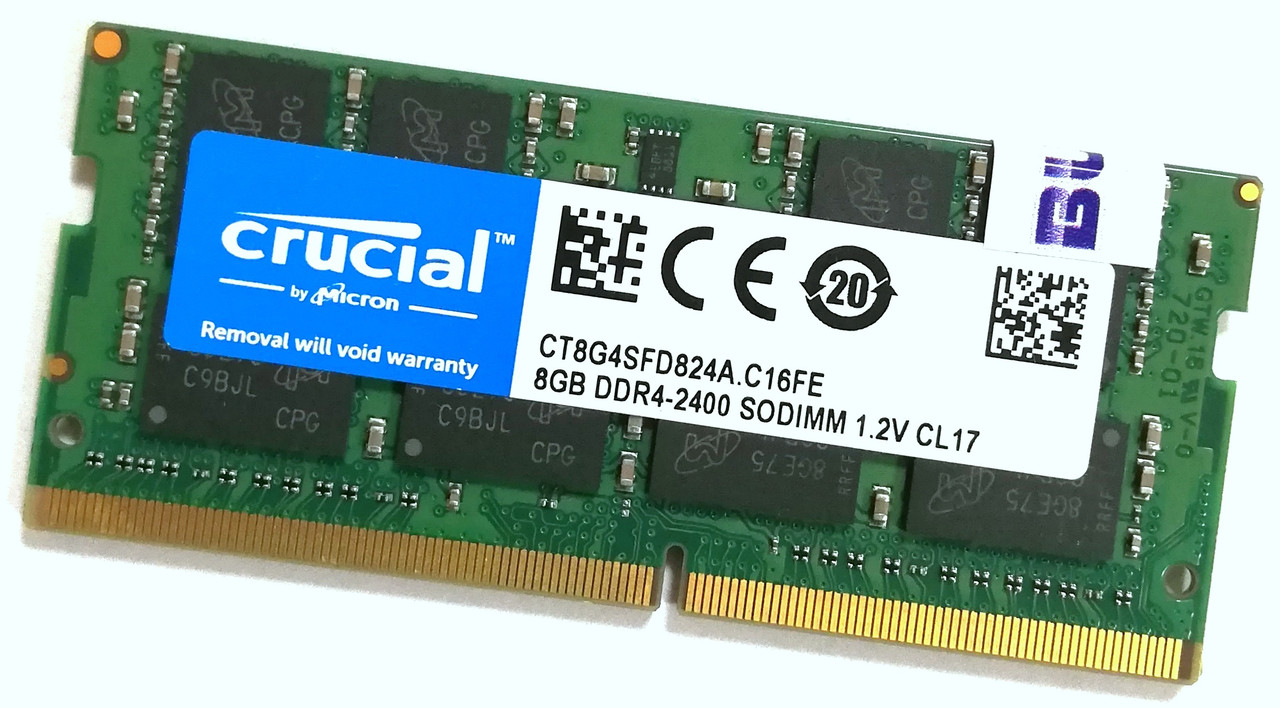 Оперативна пам'ять для ноутбука Crucial SODIMM DDR4 8Gb 2400MHz PC4-19200 2Rx8 CL17 (CT8G4SFD824A.C16FE) Б/В
