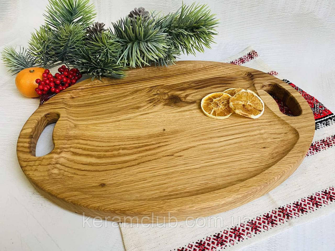Тарілка овальна КерамКлуб дубова з ручками 40*30 см