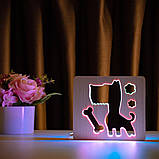 Ночник ArtEco Light из дерева LED "Пес и косточка" с пультом и регулировкой цвета, двойной RGB, фото 7