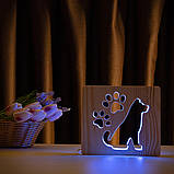 Світильник нічник ArtEco Light з дерева LED "Пес та сліди" з пультом та регулюванням кольору, RGB, фото 9