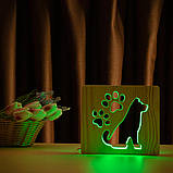 Світильник нічник ArtEco Light з дерева LED "Пес та сліди" з пультом та регулюванням кольору, RGB, фото 10