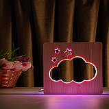 Ночник ArtEco Light из дерева LED "Тучка" с пультом и регулировкой цвета, двойной RGB, фото 7