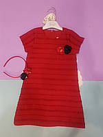 Элегантное , нарядное платье - футляр с обручем на голову для маленькой девочки красный, 92