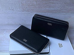 Чоловічий шкіряний гаманець Audi Аудіо чорний, гаманець на дві змійки, гаманці шкіра, брендові гаманці