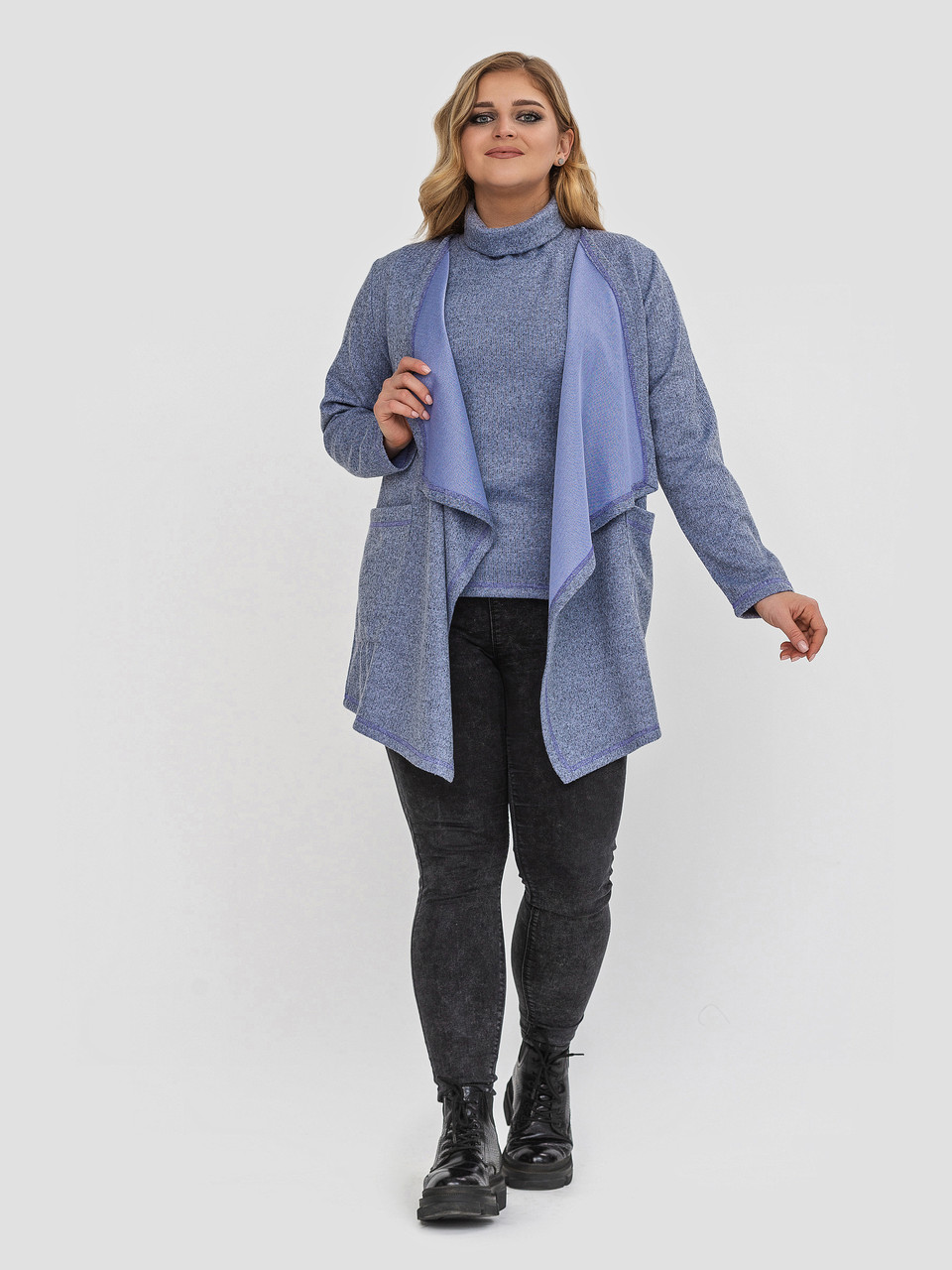 Комплект Лідія (гольф і кардиган) денім, фото 1