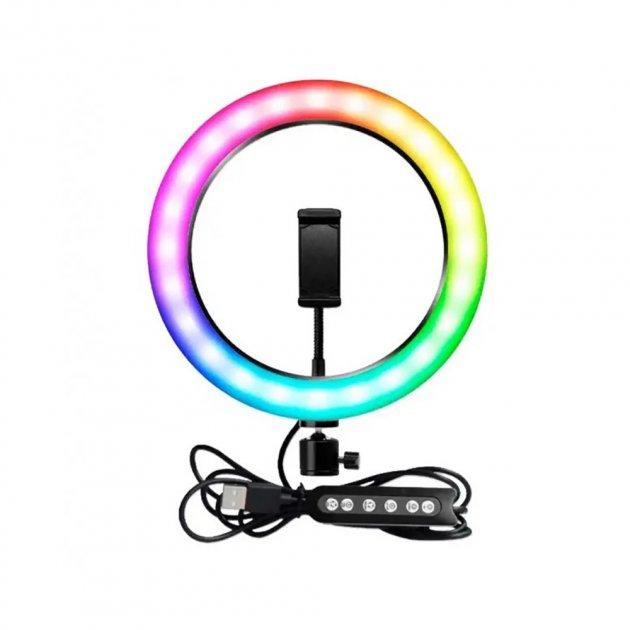 Кільцева селфі-лампа RGB LED 36 см із пультом + Bluetooth
