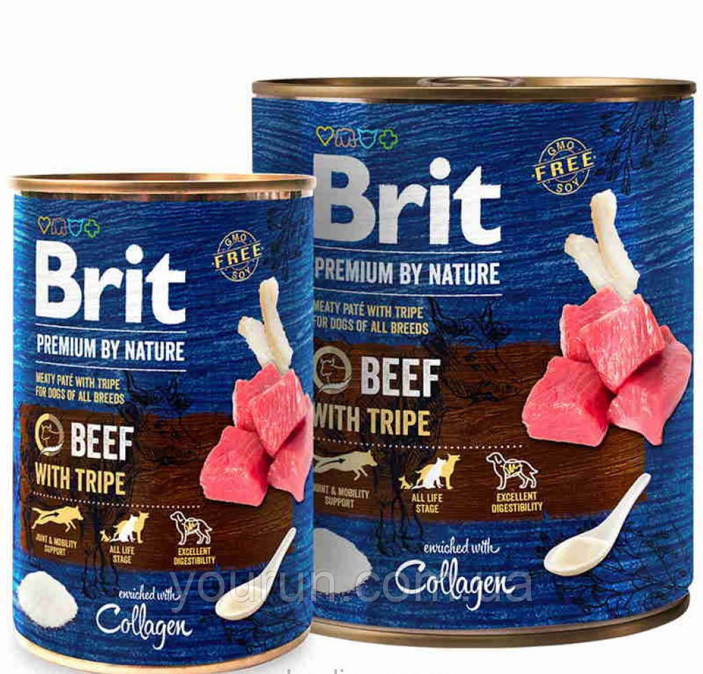 Brit Premium by Nature Beef with Tripe - консервований корм з яловичиною та требухою для собак (паштет)400 гр